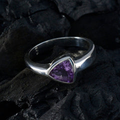 Zoey Purple Solitaire Ring in Silver for Everyday Elegance