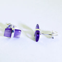 Carla Purple Solitaire Stud Earrings for Everyday Glam