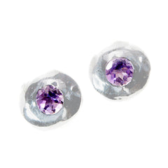 Jiwoo Purple Solitaire Stud Earrings for Daily Glam