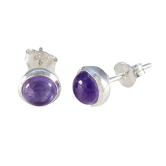 Mei Purple Solitaire Stud Earrings for Everyday Glam
