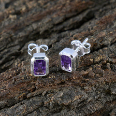 Lorena Purple Solitaire Stud Earrings for Glam Looks