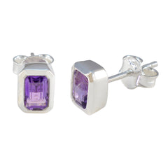 Lorena Purple Solitaire Stud Earrings for Glam Looks