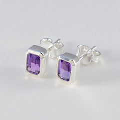 Lorena Purple Solitaire Stud Earrings for Glam Looks