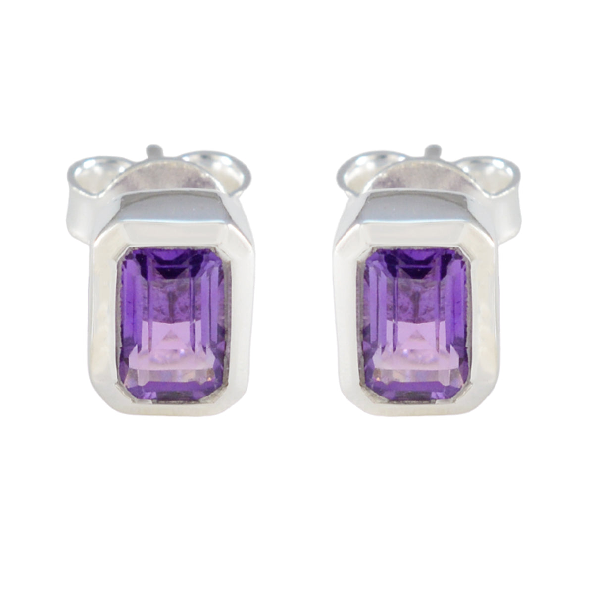 Lorena Purple Solitaire Stud Earrings for Glam Looks Amethyst Purple Stud