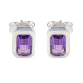 Lorena Purple Solitaire Stud Earrings for Glam Looks Amethyst Purple Stud