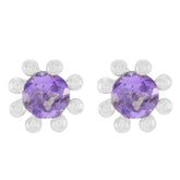 Li Lee Purple Solitaire Stud Earrings for Everyday Glam Amethyst Purple Stud