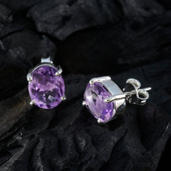 María Purple Solitaire Stud Earrings for Everyday Glam