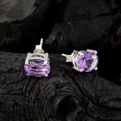 Hana Purple Solitaire Stud Earrings for Everyday Glam
