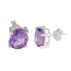 Hana Purple Solitaire Stud Earrings for Everyday Glam
