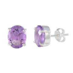 María Purple Solitaire Stud Earrings for Everyday Glam