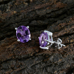 Hana Purple Solitaire Stud Earrings for Everyday Glam
