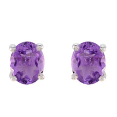 Hana Purple Solitaire Stud Earrings for Everyday Glam Amethyst Purple Stud