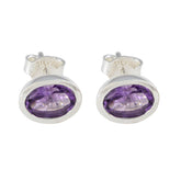 Ha-eun Purple Solitaire Stud Earrings for Every Occasion Amethyst Purple Stud