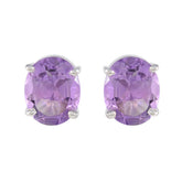 María Purple Solitaire Stud Earrings for Everyday Glam Amethyst Purple Stud