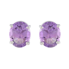 María Purple Solitaire Stud Earrings for Everyday Glam Amethyst Purple Stud