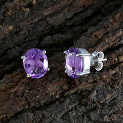 María Purple Solitaire Stud Earrings for Everyday Glam