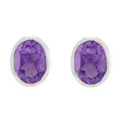 Hina Purple Solitaire Stud Earrings for Everyday Glam Amethyst Purple Stud