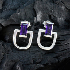 Florencia Purple Solitaire Stud Earrings for Glam Style
