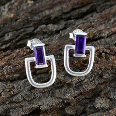 Florencia Purple Solitaire Stud Earrings for Glam Style