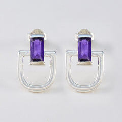 Florencia Purple Solitaire Stud Earrings for Glam Style