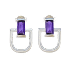 Florencia Purple Solitaire Stud Earrings for Glam Style Amethyst Purple Stud