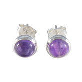 Mei Purple Solitaire Stud Earrings for Everyday Glam Amethyst Purple Stud