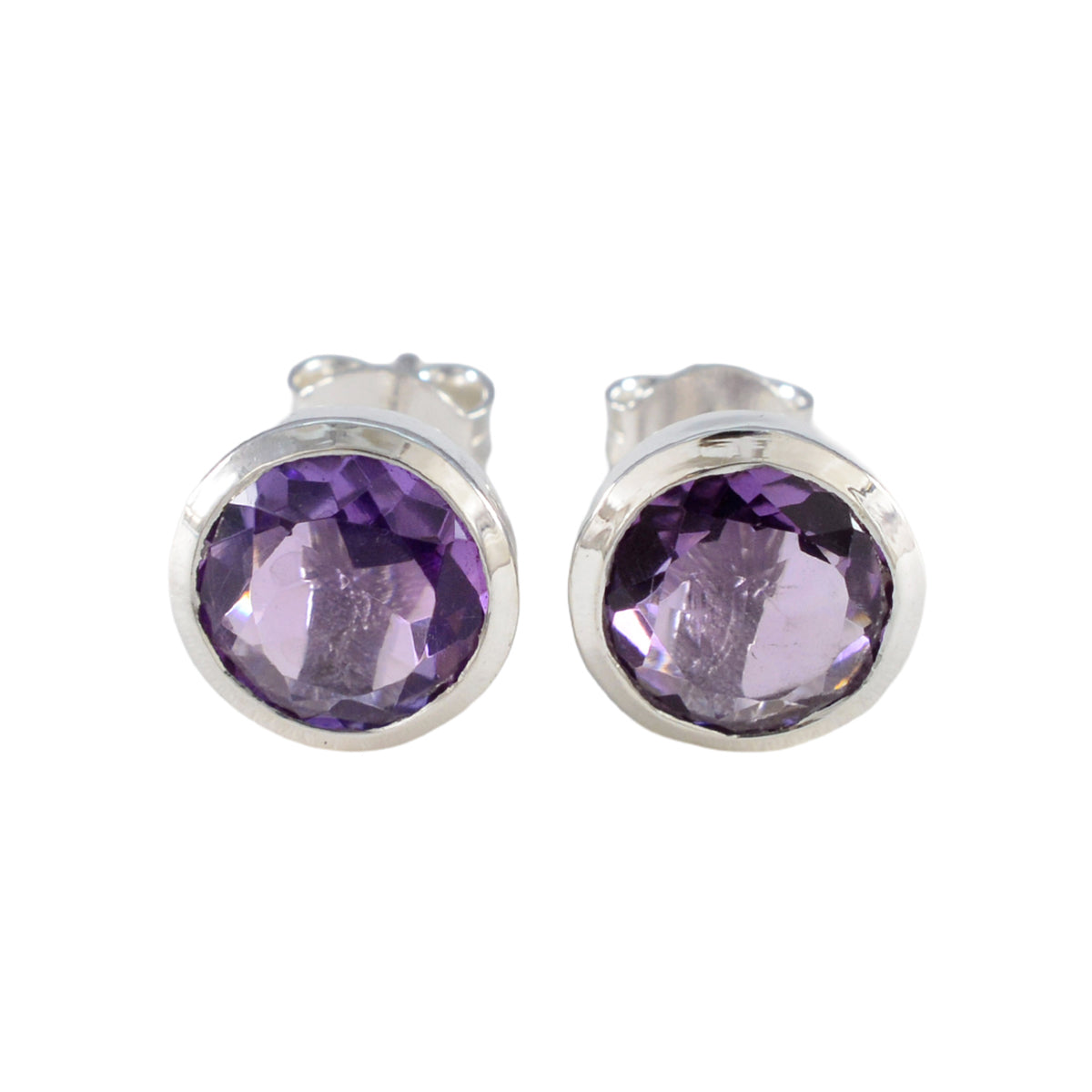 Amanda Purple Solitaire Stud Earrings for Everyday Glam Amethyst Purple Stud