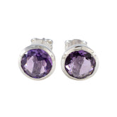 Amanda Purple Solitaire Stud Earrings for Everyday Glam Amethyst Purple Stud