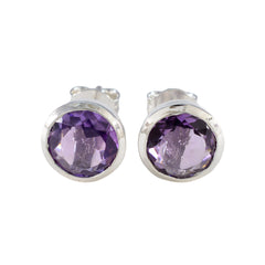 Amanda Purple Solitaire Stud Earrings for Everyday Glam Amethyst Purple Stud