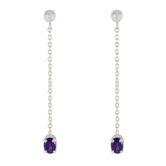 Evelyn Purple Solitaire Stud Earrings for Everyday Glam