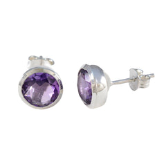 Amanda Purple Solitaire Stud Earrings for Everyday Glam