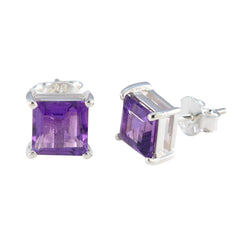 Aiko Purple Solitaire Stud Earrings for Everyday Glam