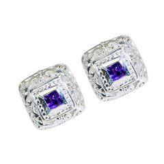 Zoey Purple Solitaire Stud Earrings for Everyday Glam