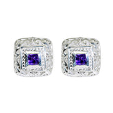 Zoey Purple Solitaire Stud Earrings for Everyday Glam Amethyst Purple Stud