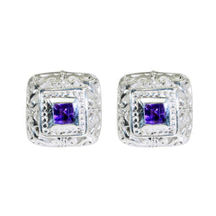 Zoey Purple Solitaire Stud Earrings for Everyday Glam Amethyst Purple Stud