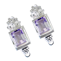 Zoe Purple Solitaire Stud Earrings for Everyday Glam