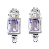 Zoe Purple Solitaire Stud Earrings for Everyday Glam Amethyst Purple Stud