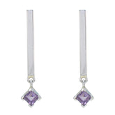 Mila Purple Solitaire Stud Earrings for Everyday Glam Amethyst Purple Stud