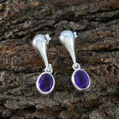 Riley Purple Solitaire Stud Earrings for Everyday Glam