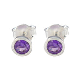Micaela Purple Solitaire Stud Earrings for Everyday Glam Amethyst Purple Stud