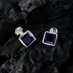 Teresa Purple Solitaire Stud Earrings for Everyday Glam