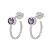 Ines Purple Solitaire Stud Earrings for Everyday Glam Amethyst Purple Stud