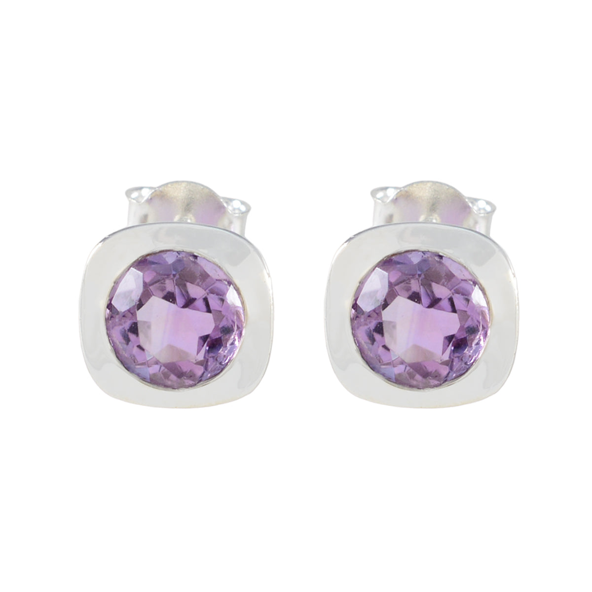 Elena Purple Solitaire Stud Earrings for Every Occasion Amethyst Purple Stud