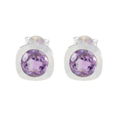 Elena Purple Solitaire Stud Earrings for Every Occasion Amethyst Purple Stud