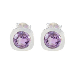 Elena Purple Solitaire Stud Earrings for Every Occasion Amethyst Purple Stud