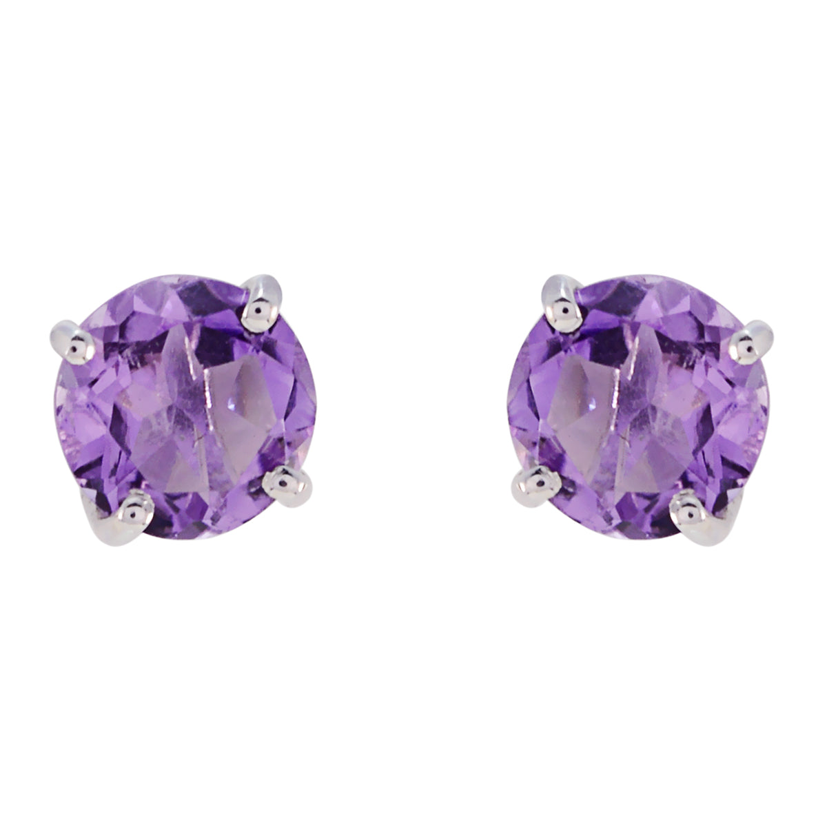 Jia Purple Solitaire Stud Earrings for Everyday Glam Amethyst Purple Stud