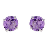 Jia Purple Solitaire Stud Earrings for Everyday Glam Amethyst Purple Stud