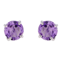 Jia Purple Solitaire Stud Earrings for Everyday Glam Amethyst Purple Stud