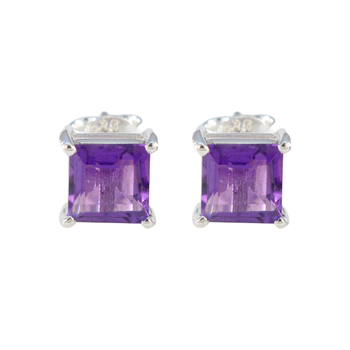Aiko Purple Solitaire Stud Earrings for Everyday Glam Amethyst Purple Stud
