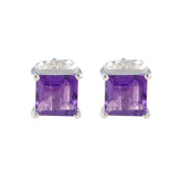 Aiko Purple Solitaire Stud Earrings for Everyday Glam Amethyst Purple Stud